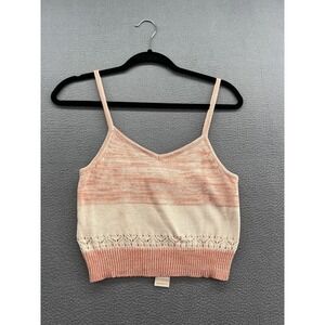 BCBGGeneration Sweater Womens XS Peach Multi Knit Crop Tank Top Cami Striped